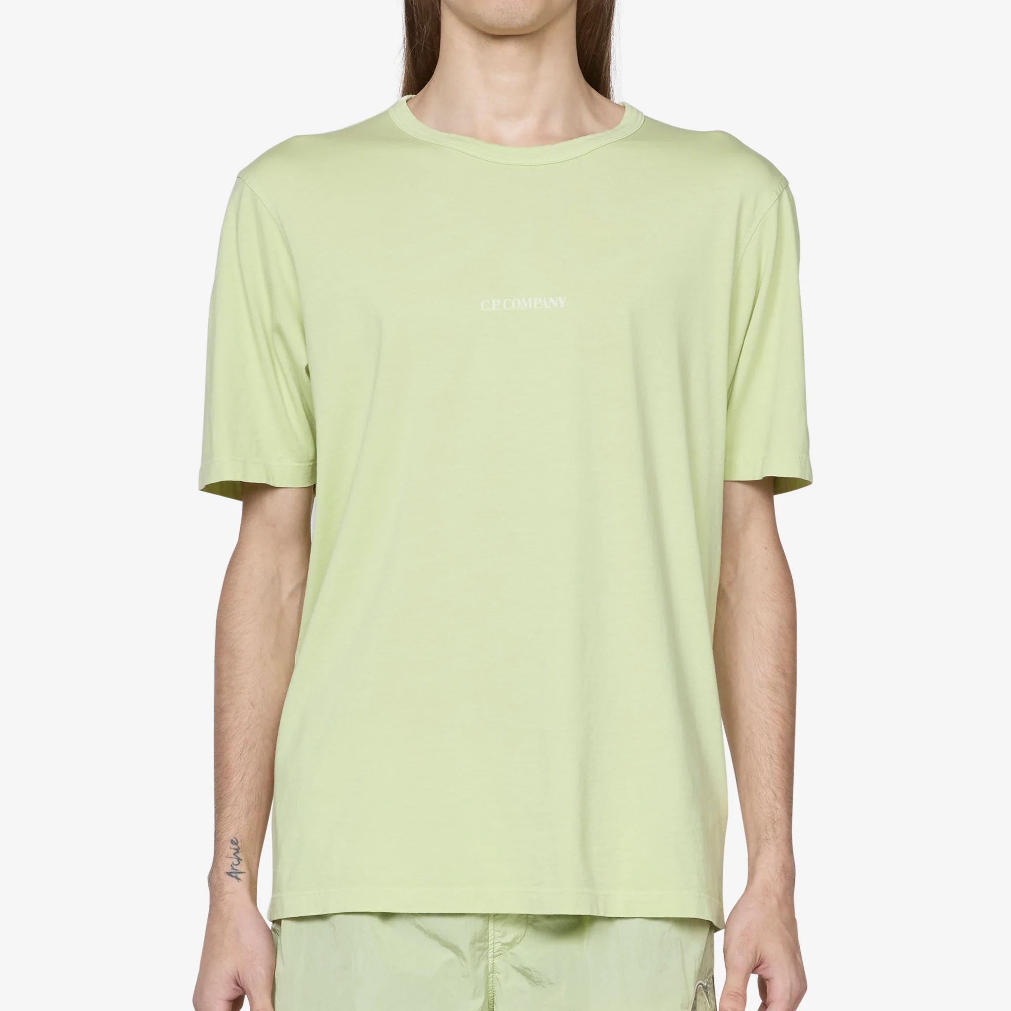 24/1 Jersey Resist Dyed Logo T-Shirt White Pear - Image 4