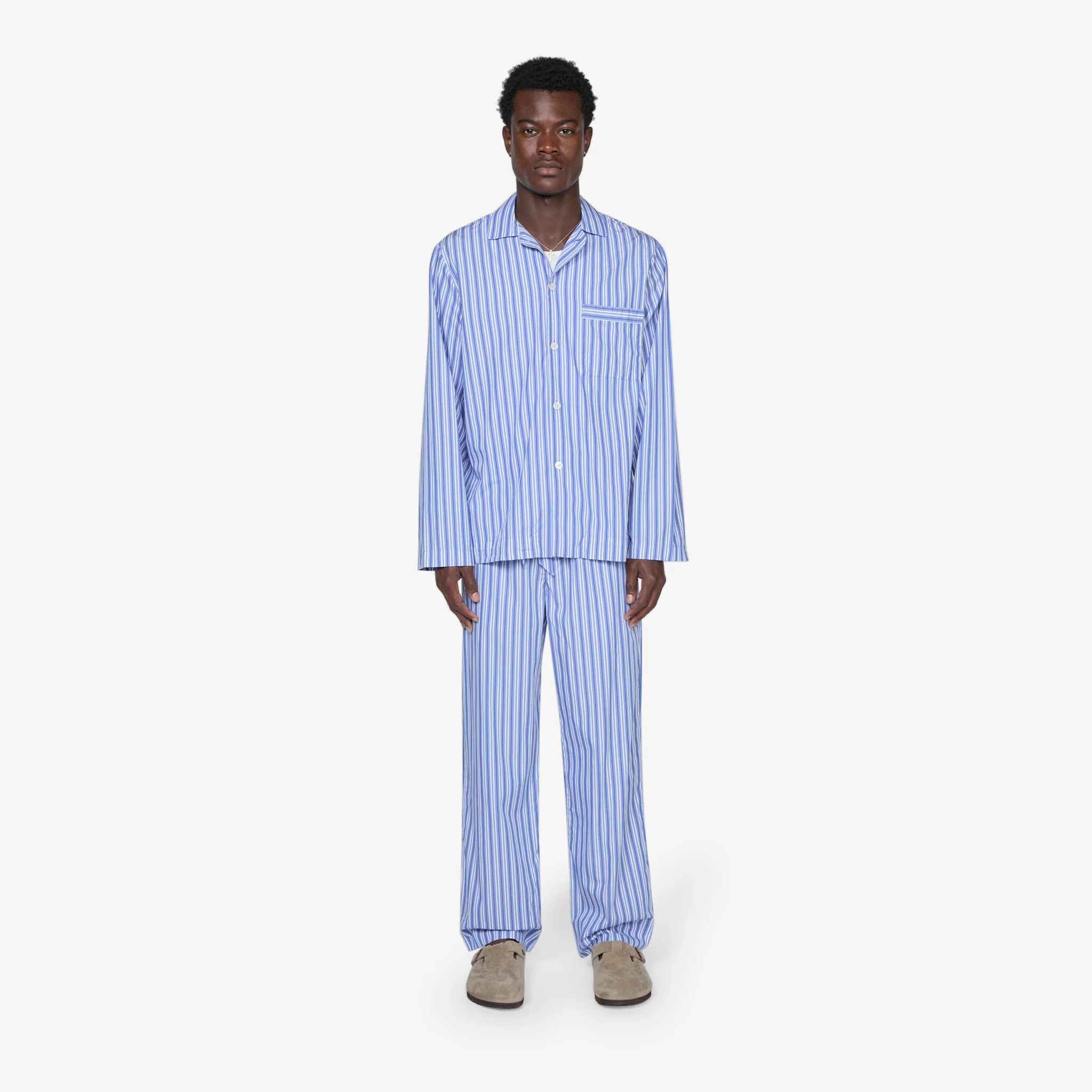 Cotton Poplin Pyjama Shirt Penny Stripes - Image 5