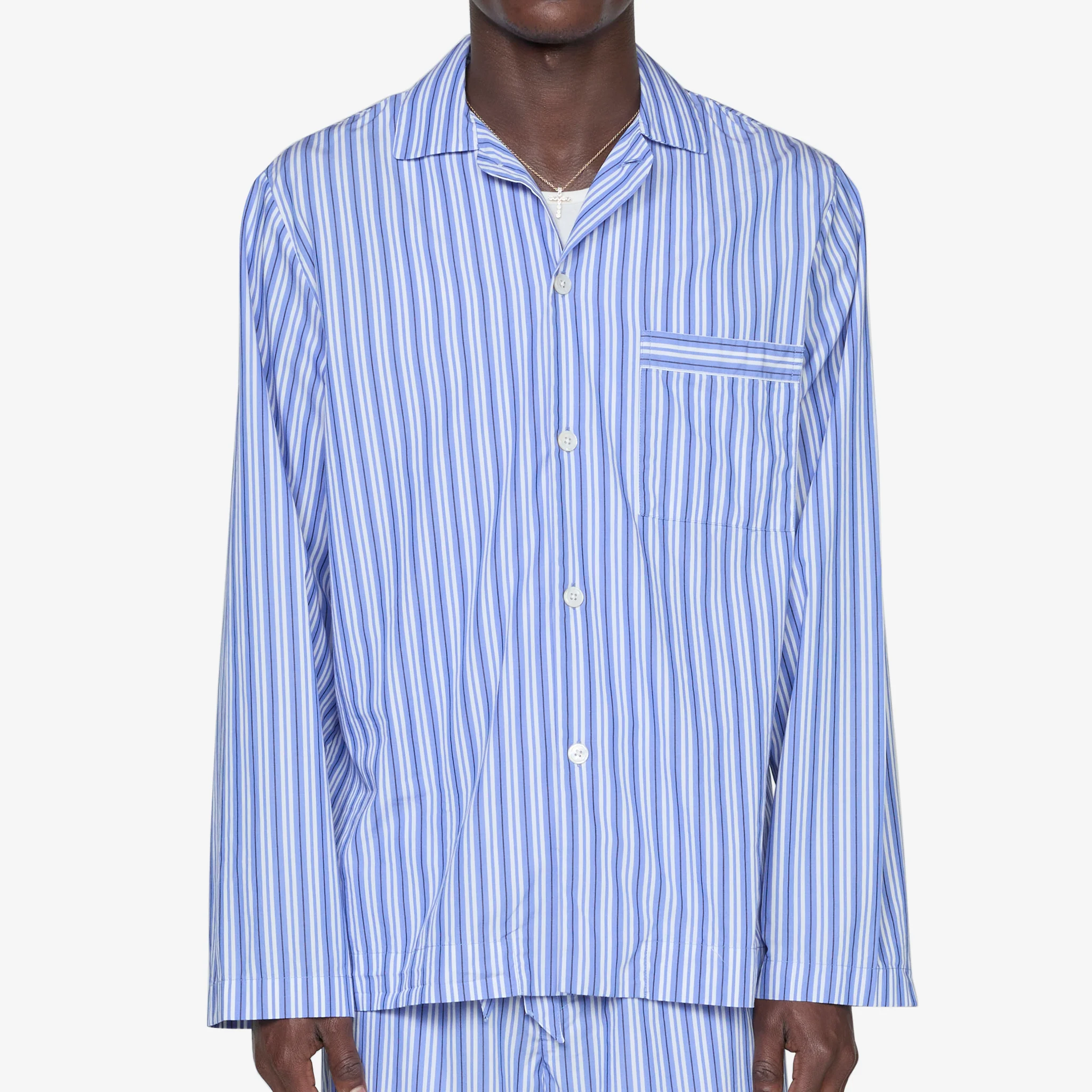 Cotton Poplin Pyjama Shirt Penny Stripes - Image 6