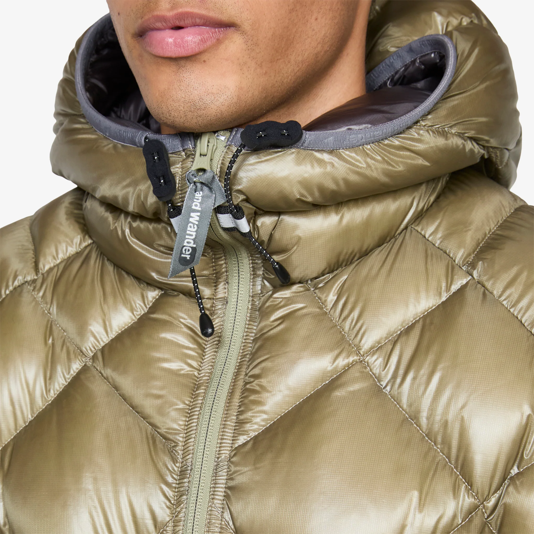 Diamond Stitch Down Jacket Light Khaki - Image 3