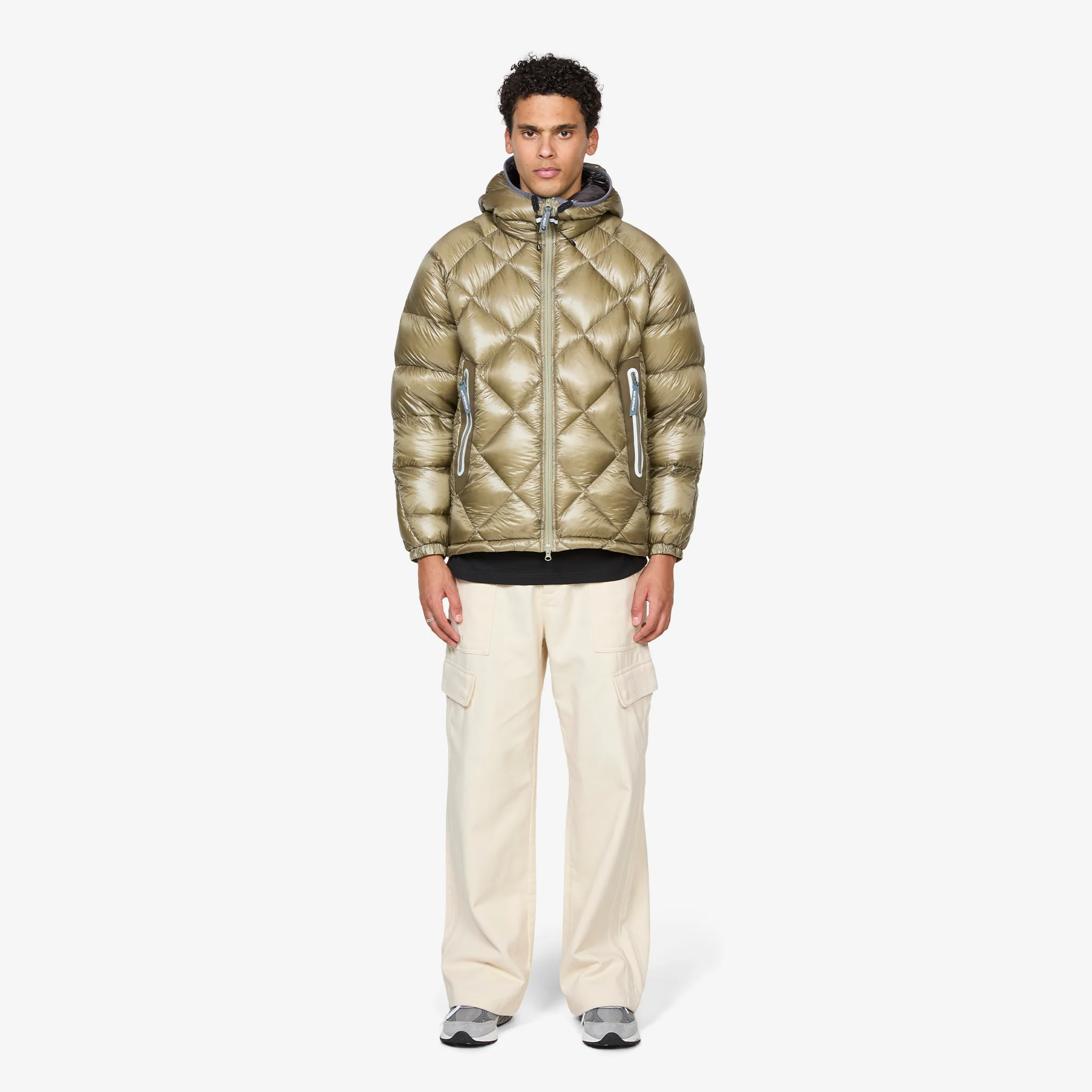 Diamond Stitch Down Jacket Light Khaki - Image 6