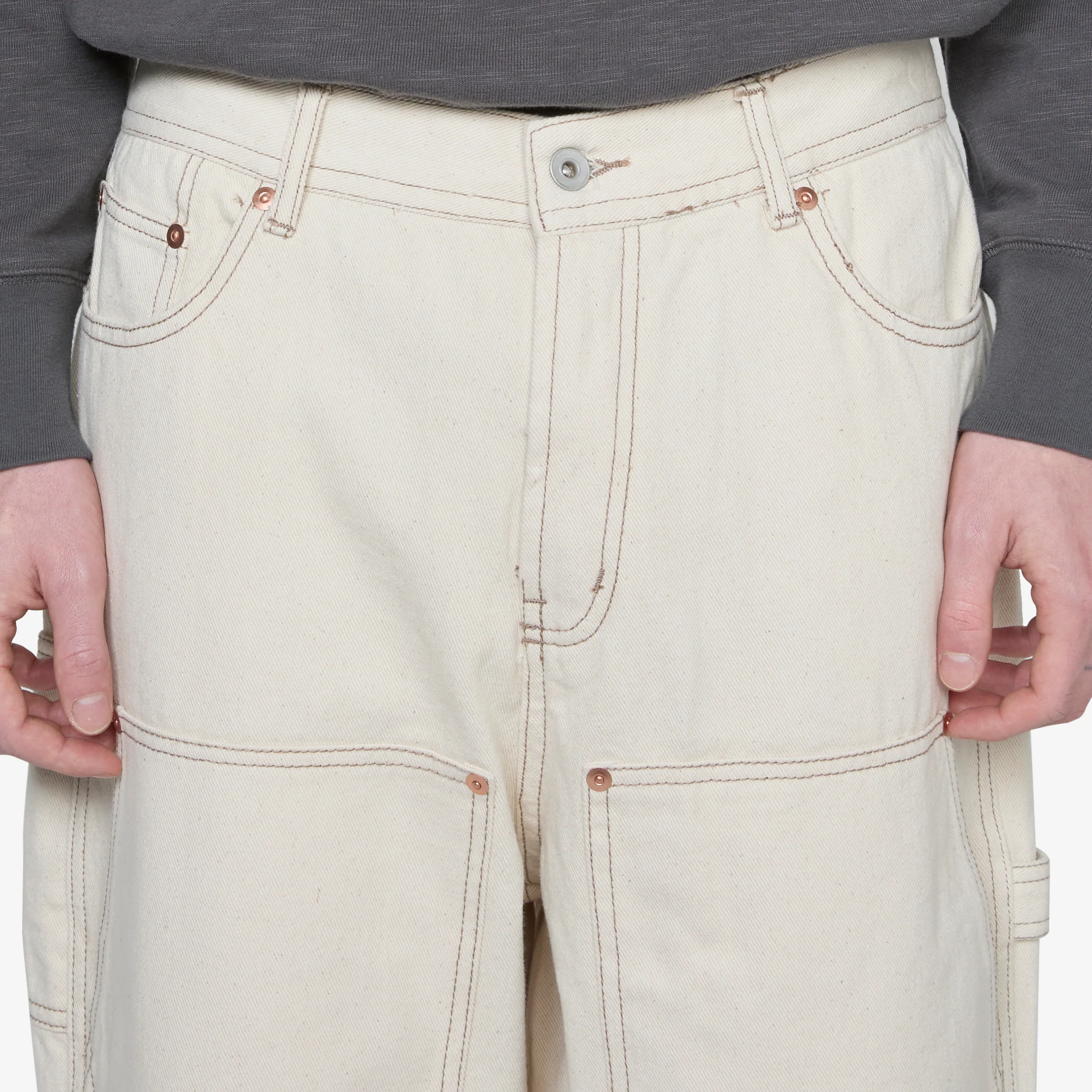 Double Knee Denim Pant Natural - Image 3