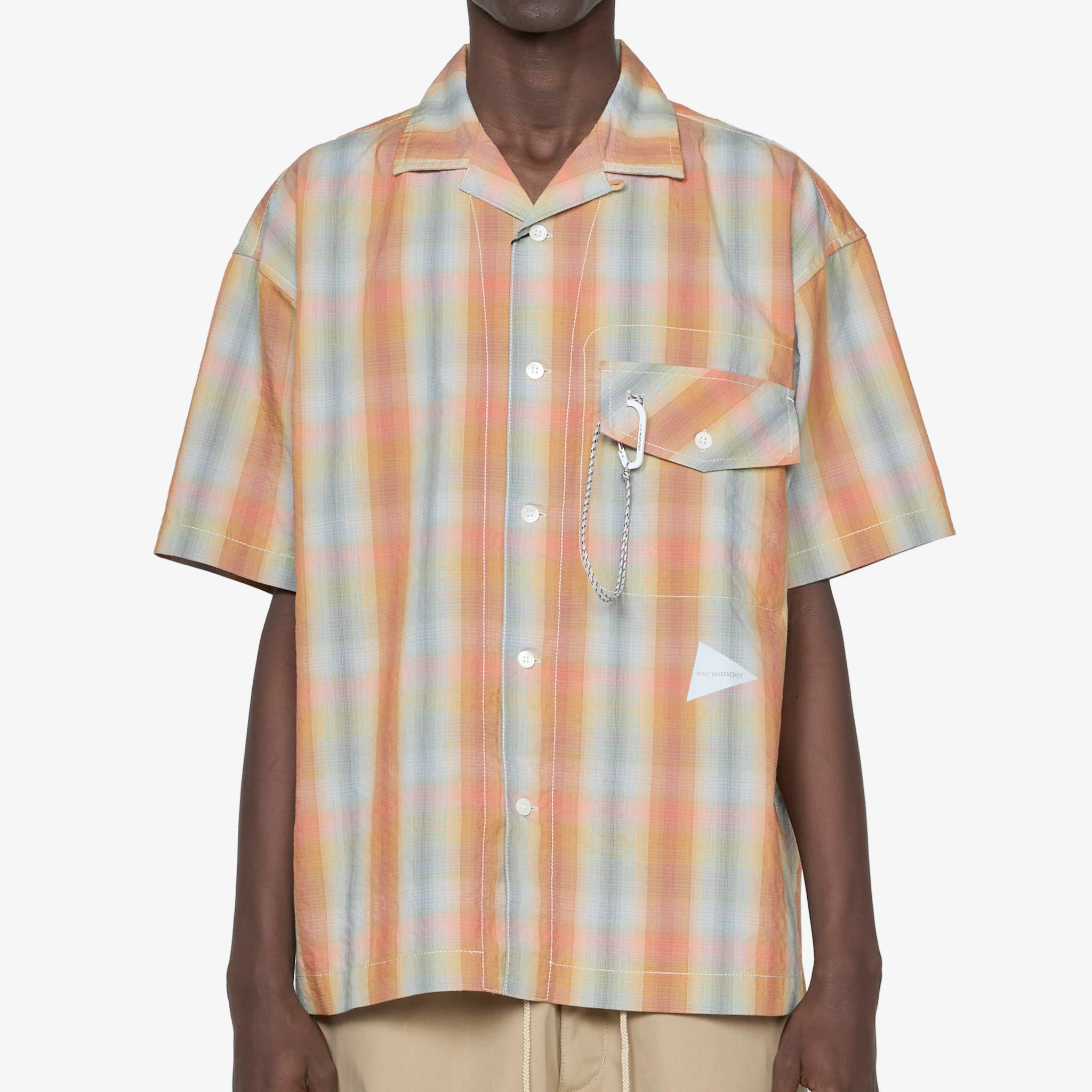 Dry Check Open Short Sleeve Shirt Orange - Image 3