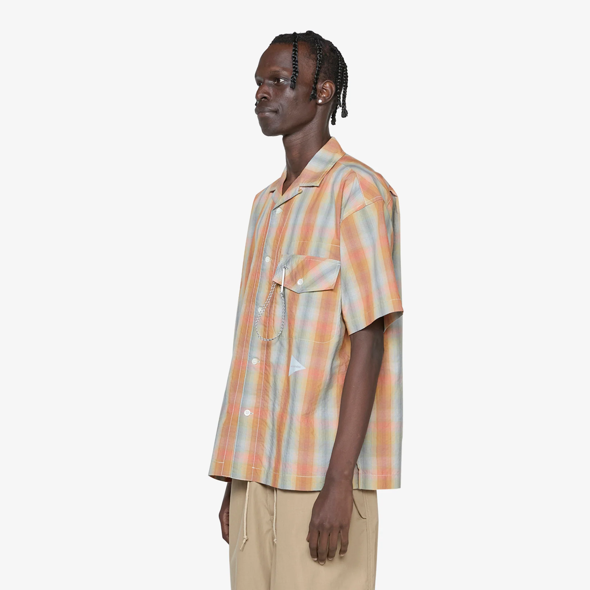 Dry Check Open Short Sleeve Shirt Orange - Image 4