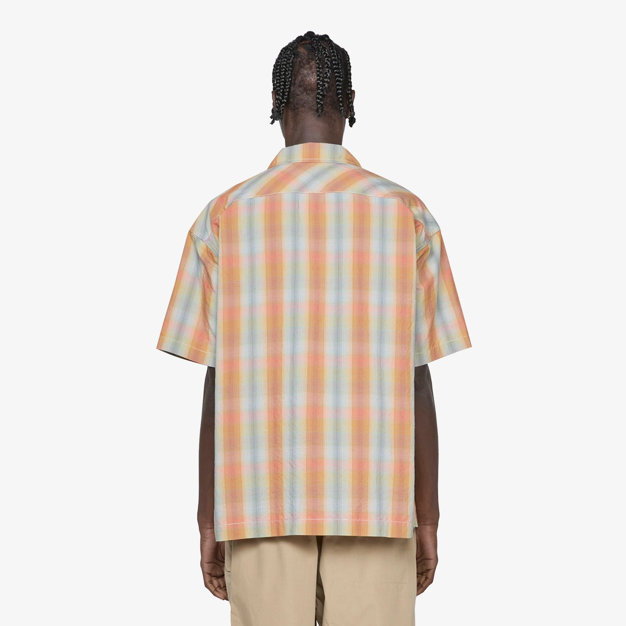 Dry Check Open Short Sleeve Shirt Orange - Image 7
