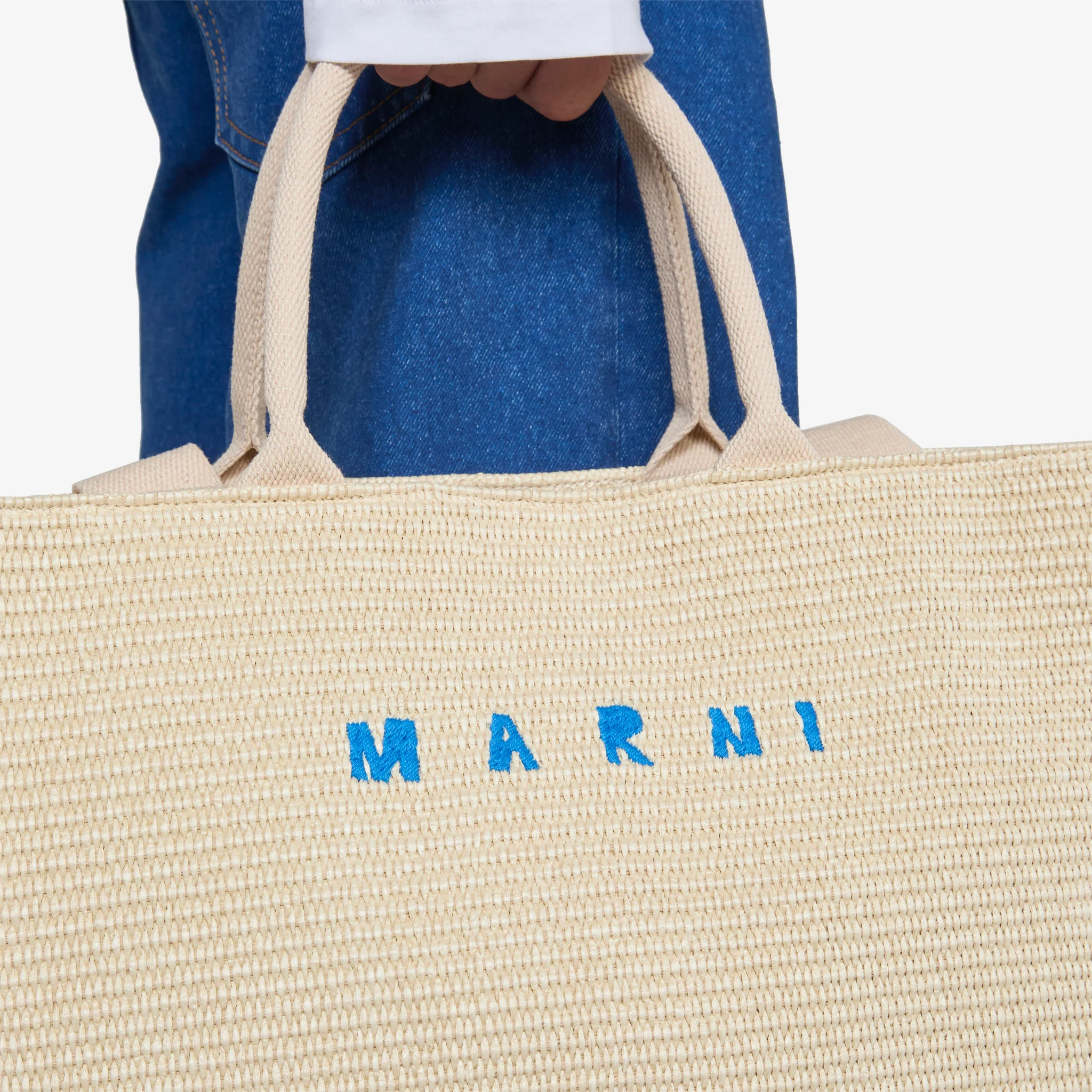 Large Basket Tote Silk White - Image 3