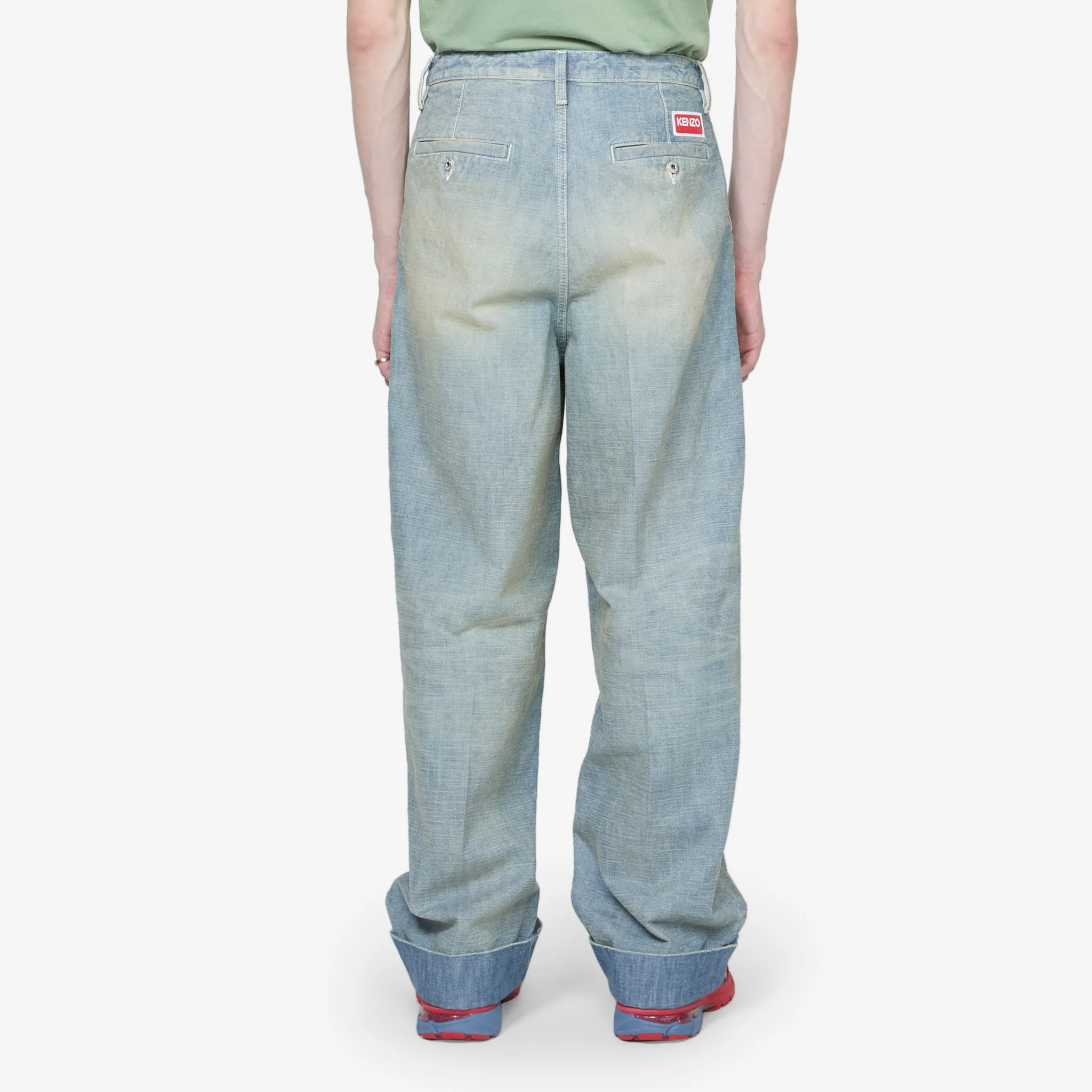 Large Straight Fit Jeans Dirty Denim Stone Blue - Image 6