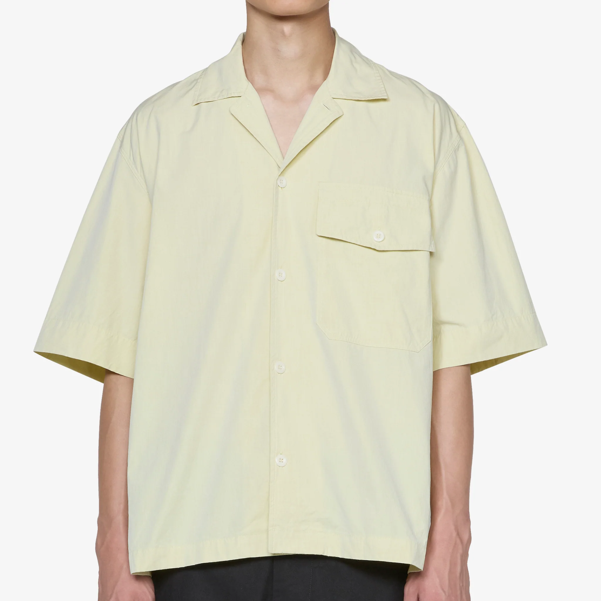MHL. Short Sleeve Flap Pocket Shirt Pale Yellow - Image 4