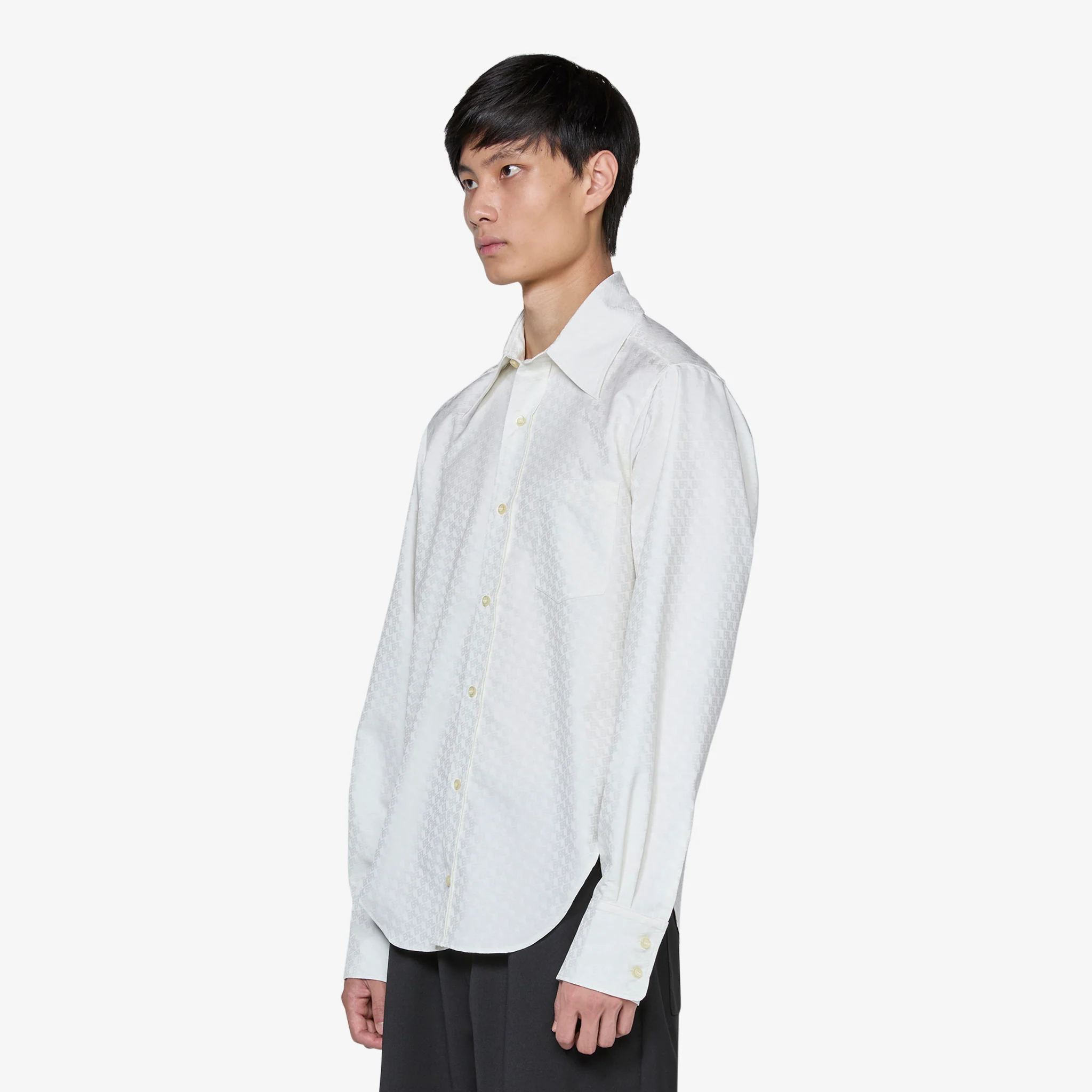 Printed Button Up Shirt Natural White - Image 3