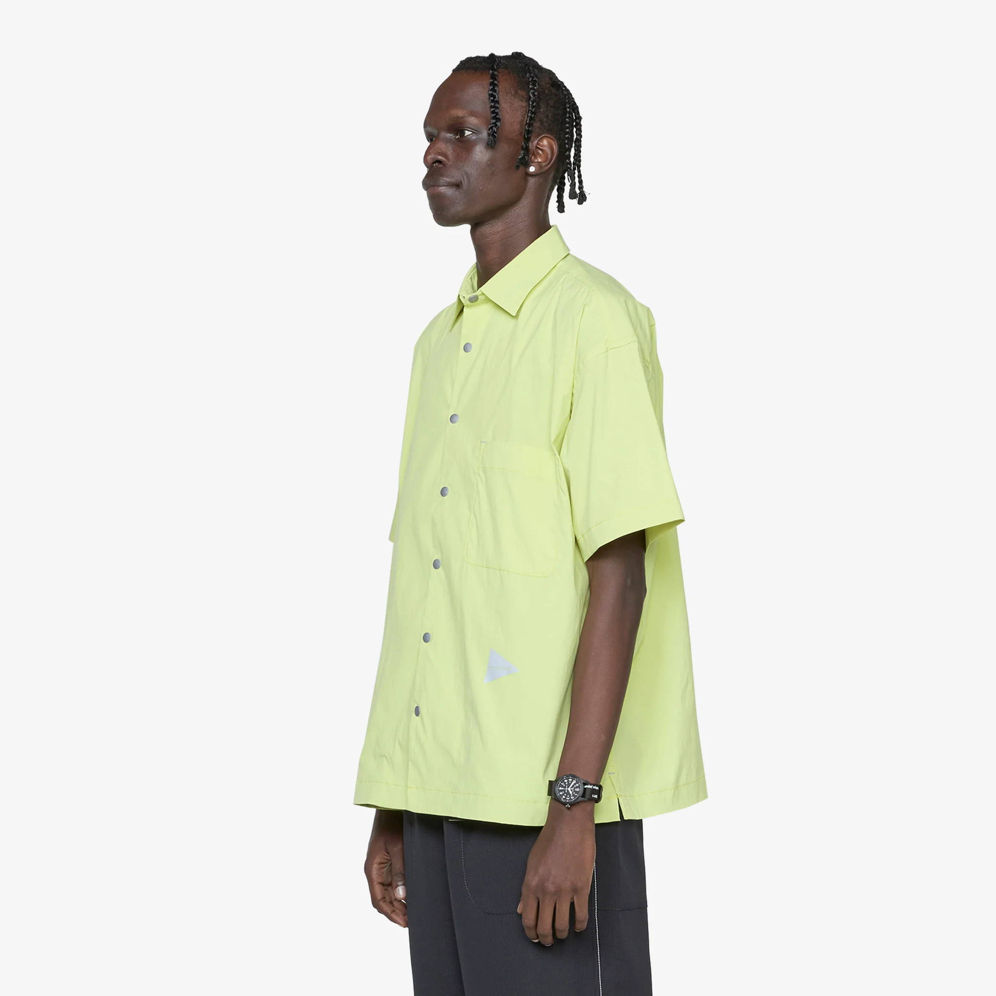 UV Cut Stretch Short Sleeve Shirt Yellow Green - Image 4