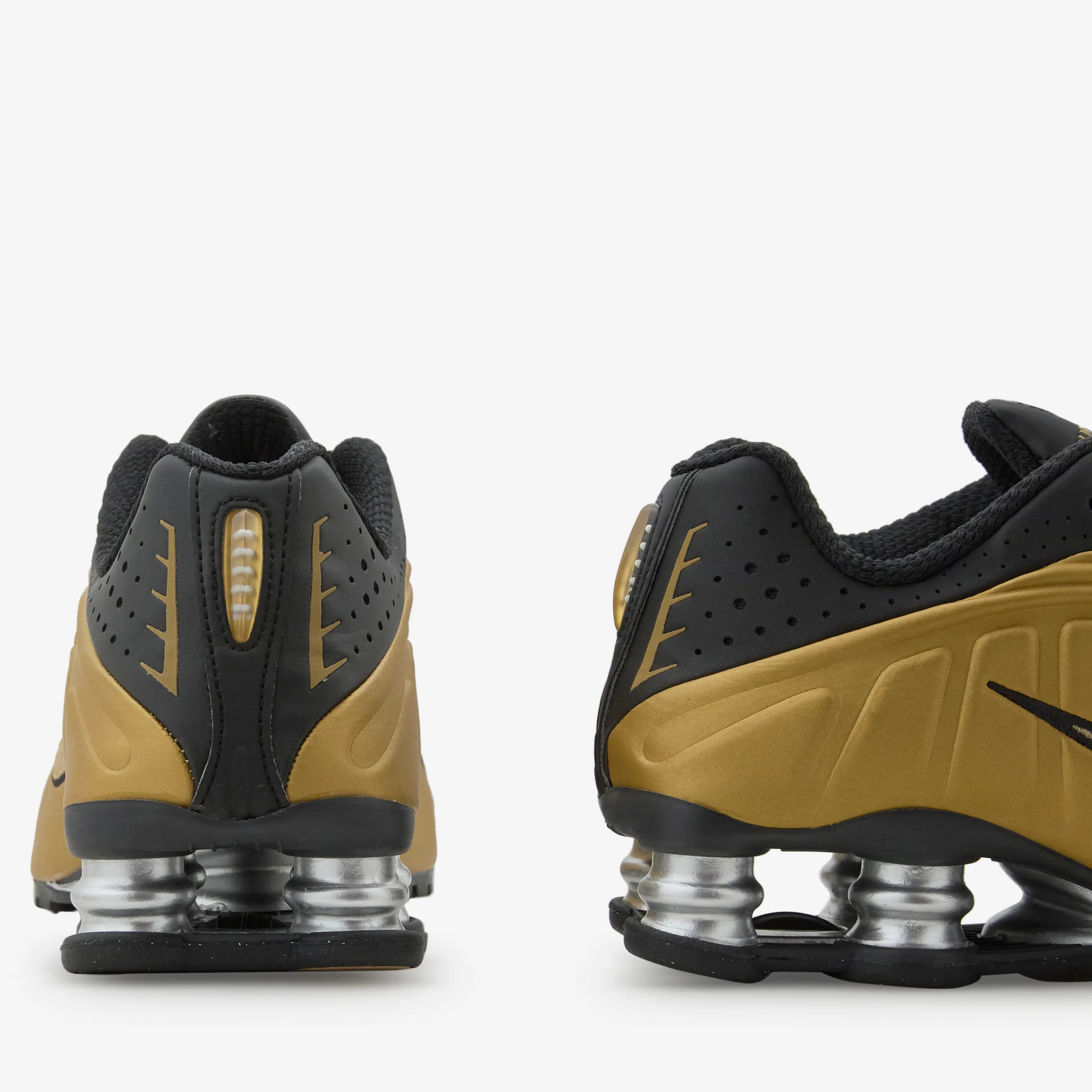 Women's Shox R4 Black | Metallic Gold | Metallic Silver - Image 3