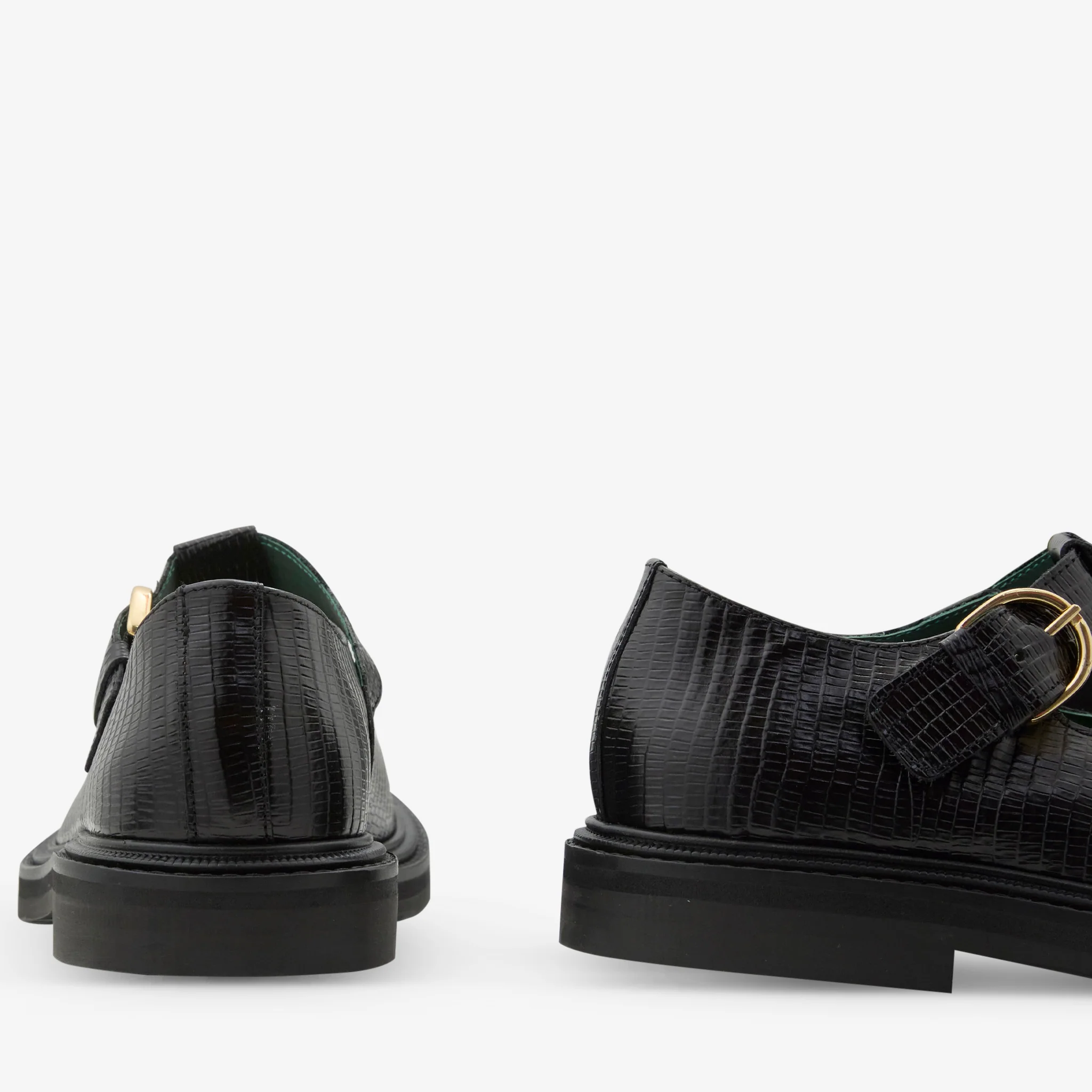 Women's Vinnee T-Strap Derby Black Lizard Pattern - Image 3