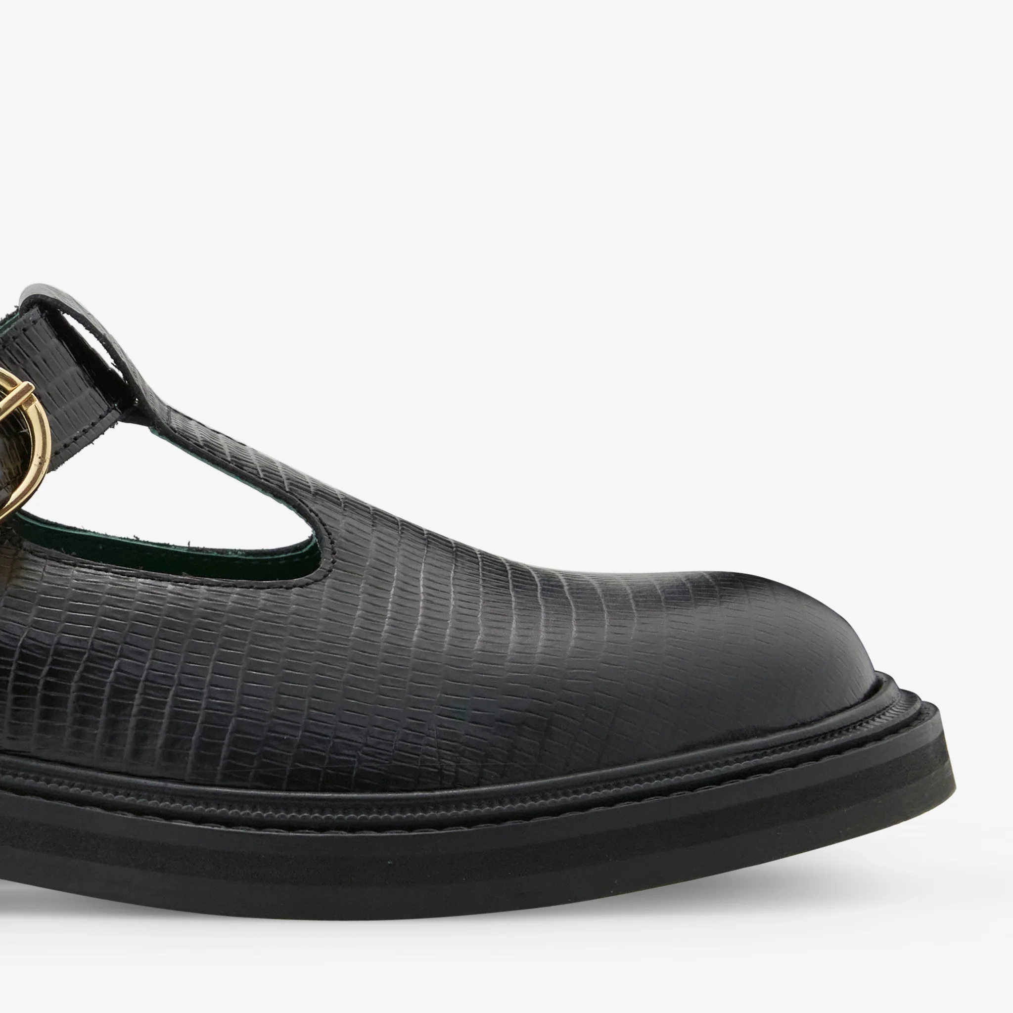 Women's Vinnee T-Strap Derby Black Lizard Pattern - Image 5