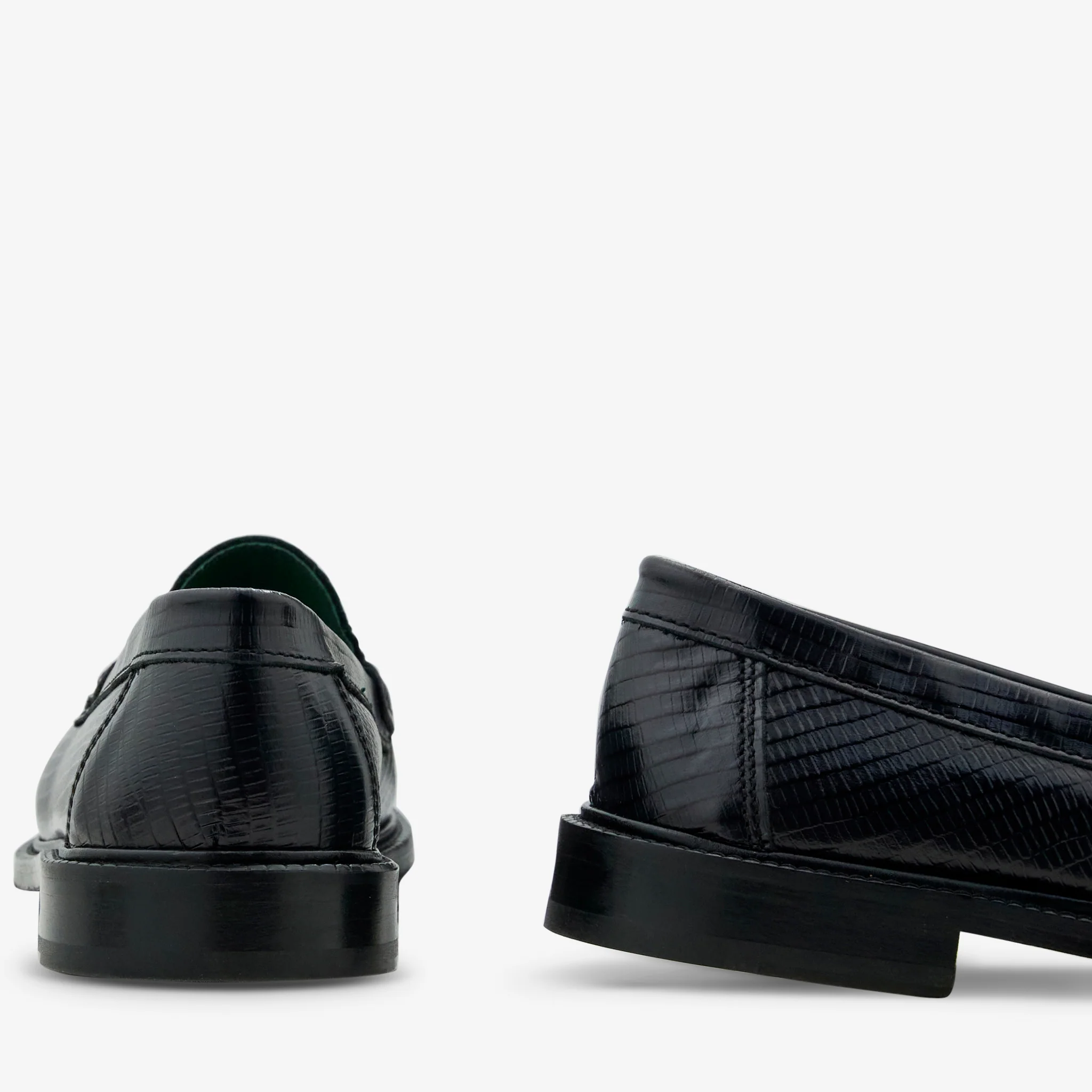 Yardee Moccasin Loafer Black Lizard Pattern - Image 3